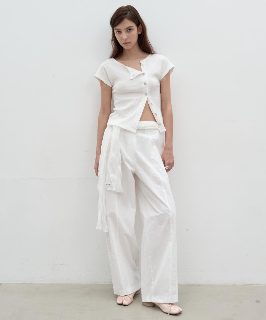 Seolan Unbalance Button Cardigan_White