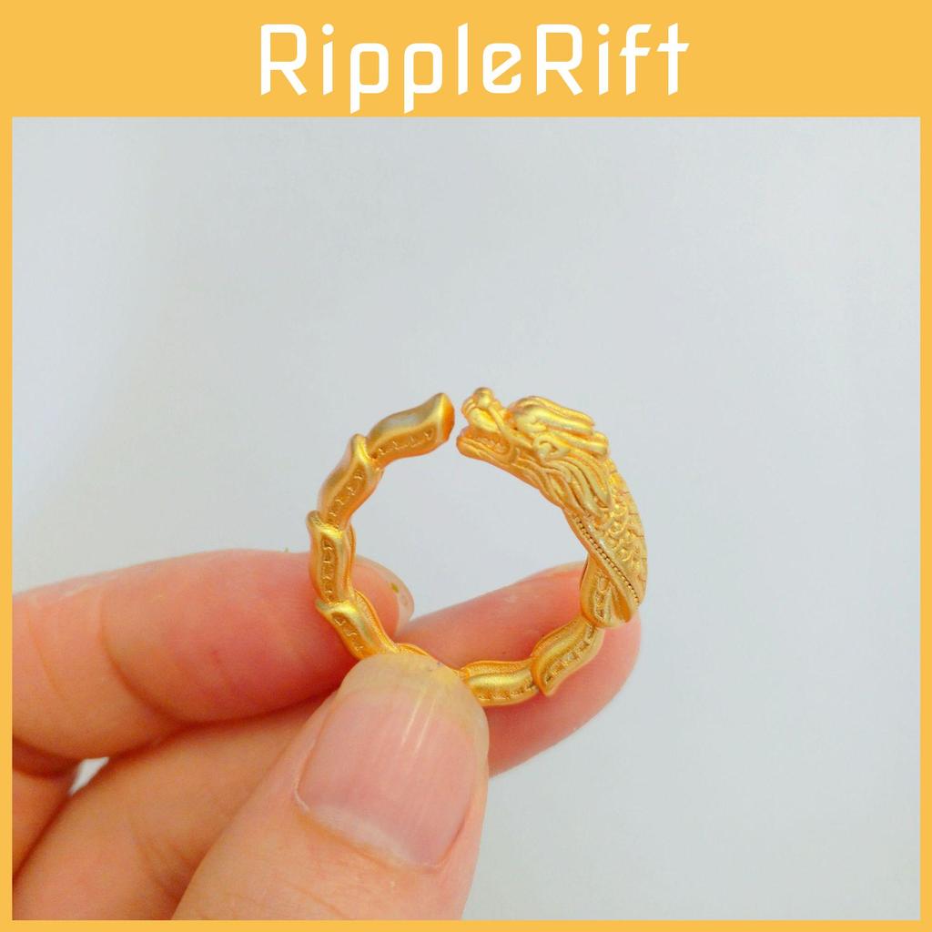 Unique Dragon And Phoenix Cultural Symbol Ring Stunning Brass Gold Plated Couples Jewelry Fashion