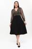 Women's Big Size Dress Medium Size Double Breasted Collar Sleeves Tulle Dress
