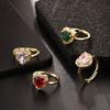 Exquisite Light Luxury Heart Ring Inlaid Color Zircon Popular Ins Style Fashion Finger Ring Jewelry Gift For Girls