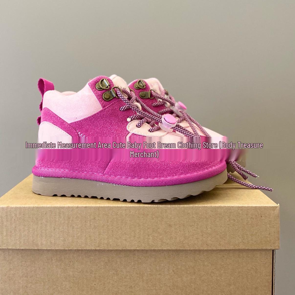 

DK005 Unisex Kids Highland Mid-Calf Snow Hiking Boots 34 рожевий