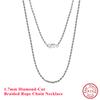 Effie Queen 1.2/1.5/1.7/2.3mm Rope Necklace Unisex Daily 925 Sterling Silver Twisted Rope Chain Collar Diamond Cut Jewelry SC29