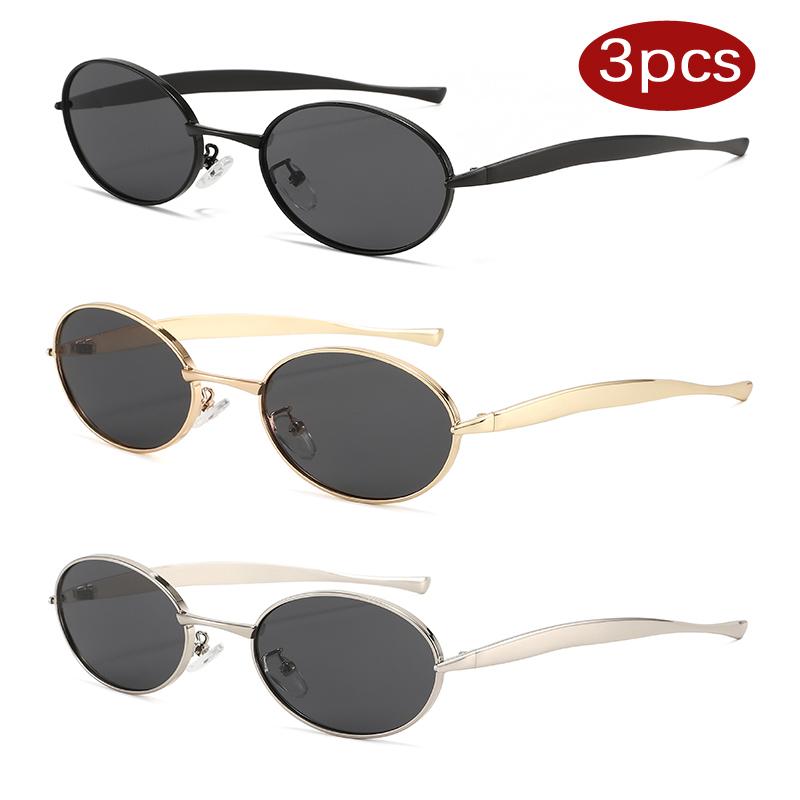 1/3pcs Metal Small Frame Oval Sunglasses Women For Men 2025 Punk Popular Sun Glasses Luxury Brand Designer Eyeglasses UV400