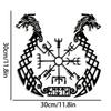 Viking Metal Wall Art Norse Ship Self Adhesive Decor with Runes Geometric Patterns Bohemian Nautical Home Gift