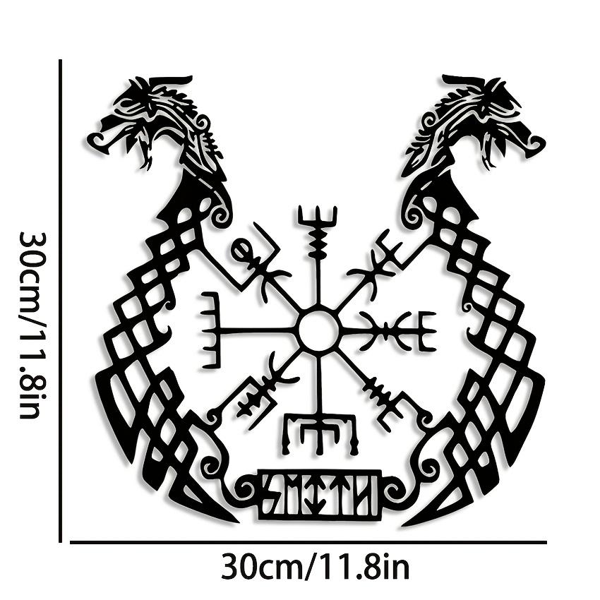 Viking Metal Wall Art Norse Ship Self Adhesive Decor with Runes Geometric Patterns Bohemian Nautical Home Gift