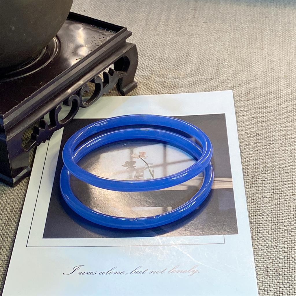 2Pcs/Set Imitation Natural Jade Solid Color Jingle Bangles Vintage Palace Simple Glass Bracelet Chinese Style Ancient Jewelry