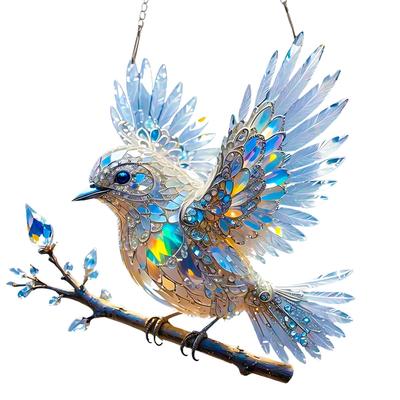 Uccello Carino 2D Vetro Colorato Appeso Uccello Arte Ciondolo Per Cucina Soggiorno Uccellino Azzurro di Cristallo Ornamento