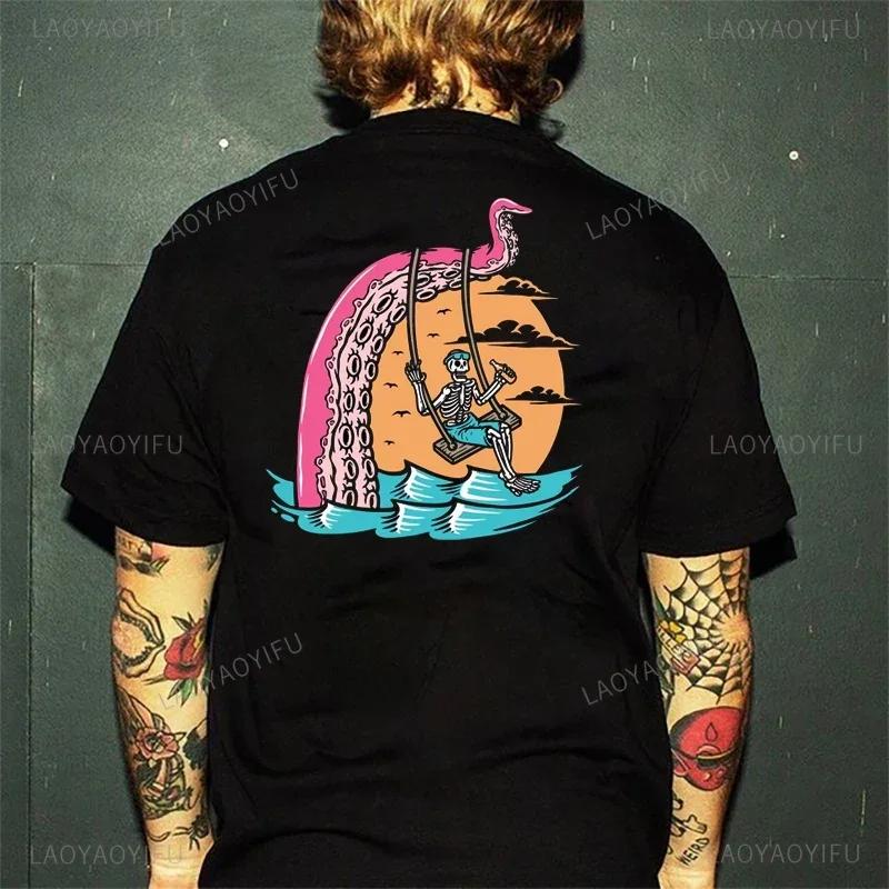 Horror Devil Dark Punk Skull Graphic Tshirts Harajuku Retro T Shirt Unisex Black White Casual Tee Summer Oversized Tee Camisetas