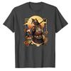 Samurai Katze ADHS Arbeit Ordentlich T-Shirt Lustiges Japanisches Stil Grafik T-Shirt für Unisex Kurzarm Lässiges Oberteil Einzigartiges Parodie Geschenk Präsent