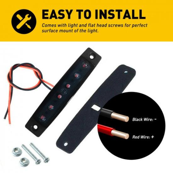 10x 3,8" Geräuchert Rot Markierungsleuchte Seiten Begrenzungsleuchte Rücklicht 6 LED für LKW Anhänger EXV