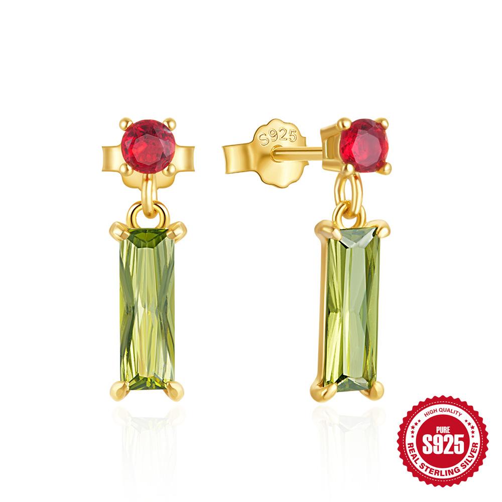 S925 Sterling Silver Vintage Luxury Octagram Love Water Drop Design Earrings 18K Gold Earrings Earrings