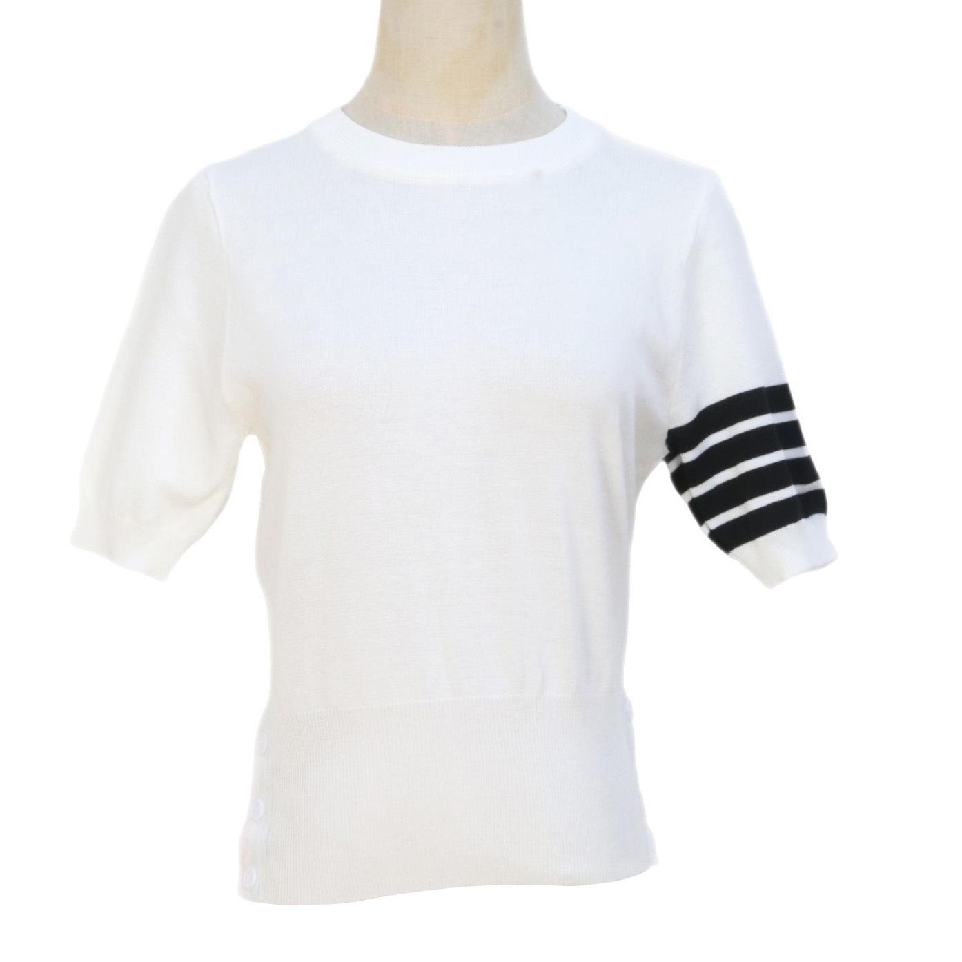 

Korean Style Striped Round Neck Casual Knit Pullover for Spring/Summer Large