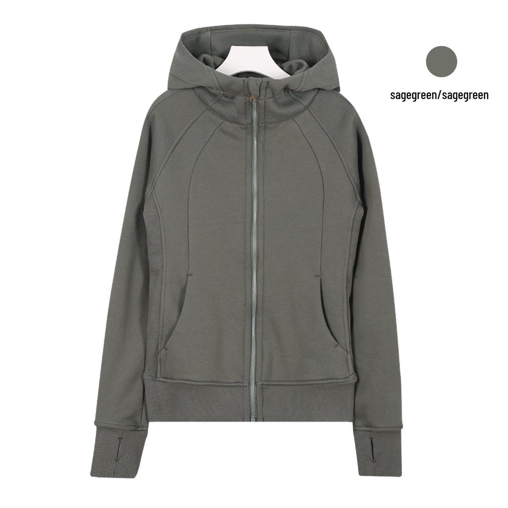 Sweat à capuche zippé intégral Lulu Original pour femme - Coupe ajustée - Veste de sport décontractée pour le yoga