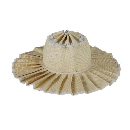 Women Straw Hat Plaid Print Summer Foldable Hat Wide Brim UV Protection Lightweight Breathable Beach Sun Hat