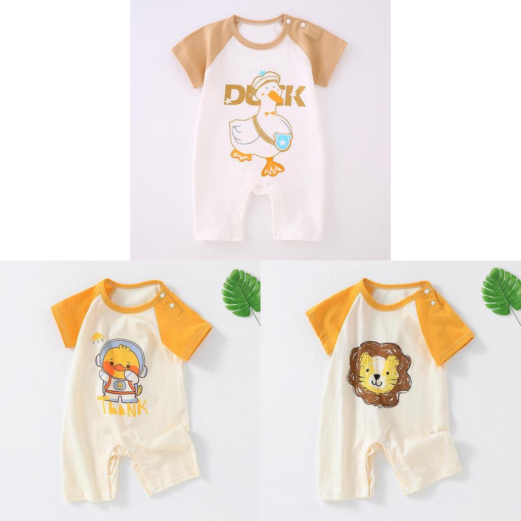 Baby Cotton Short Sleeve Romper With Bonefree Shoulder Closure For Newborns Summer Wear