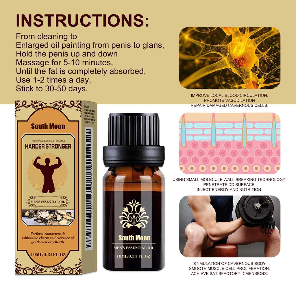 South Moon Men’s Essential Oil for Genital Massage and Care: Enhances Vitality, Moisturizes, and Promotes Health