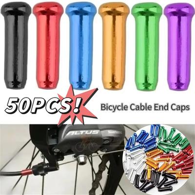 Bicycle Line Pipeline Tail Cap 50 Pack Variable Speed Brake Wire Core Cap Aluminum Alloy Anode MTB Bike Accessories