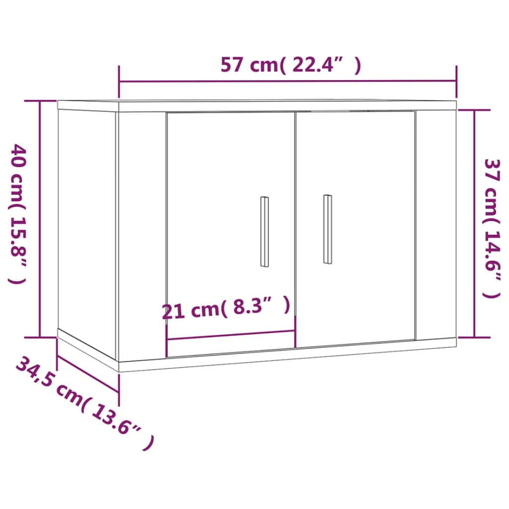 Wall Mounted TV Cabinets Set of 3 Grey Sonoma 57 x 34.5 x 40 cm
