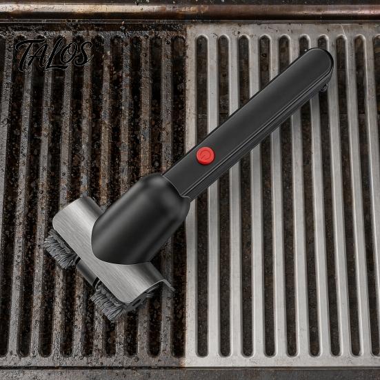 Night Use Grill Cleaning Brush Electric with Dual Rotating Heads And Built-in LED Light, Cordless BBQ Two Speed Cleaner Water Mist Spray, 2-Speed for