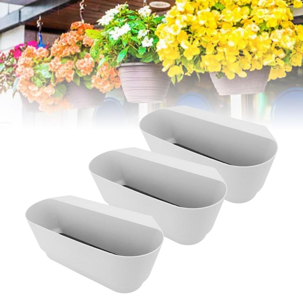 3PCS Hanging Flower Pots Railing Fence Planter Holder with Drainage Holes for Balcony Window Country