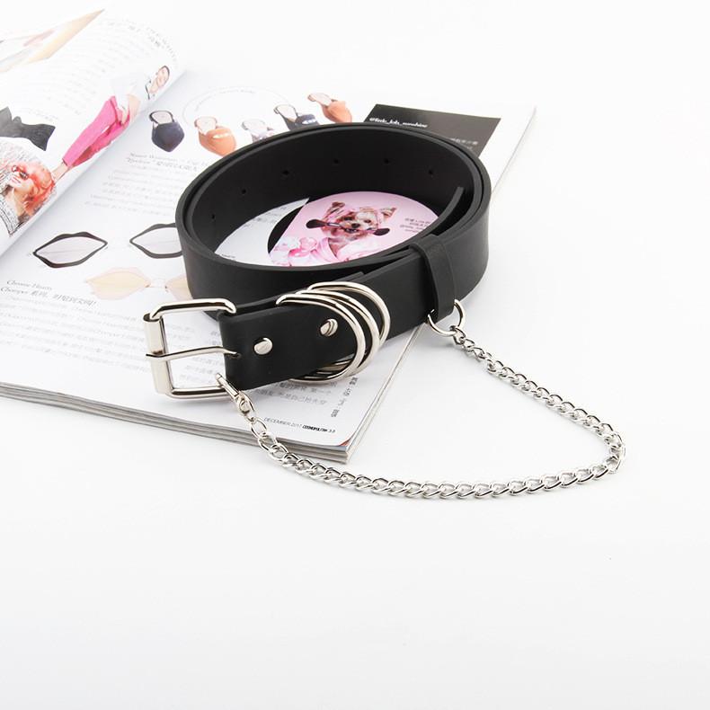 

Factory Direct Supply Punk Style Chain Pu Belt Fashionable Unisex Waist Decor
