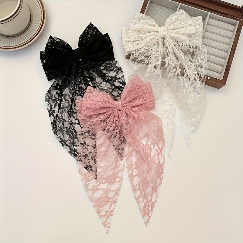 6Pcs Elegant Lace Bow Hair Clips, Suitable For Weddings, Parties, Everyday Use, Valentine's Day Gifts, Women'S Hair Accessories, Durable Hair Clips
