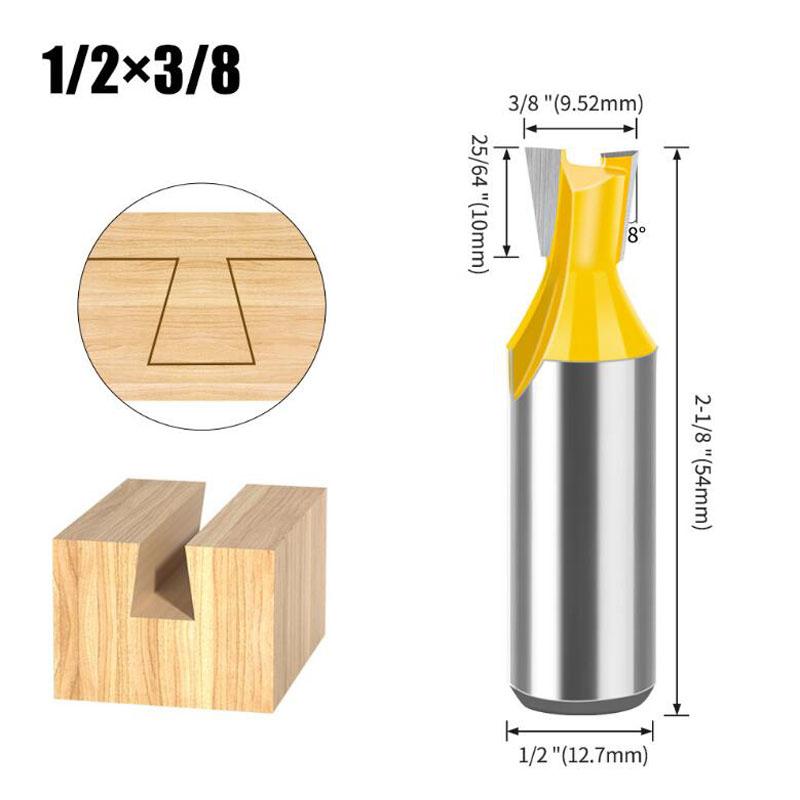 5 bucăți 12 mm 1/2 inch cu coadă de rândunică Set de freze pentru îmbinare freza pentru lemn, 14 grade