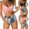 Women's Striped Printing Padded Push Up 2 Piece Bikini Sets Swimsuits Beachweart