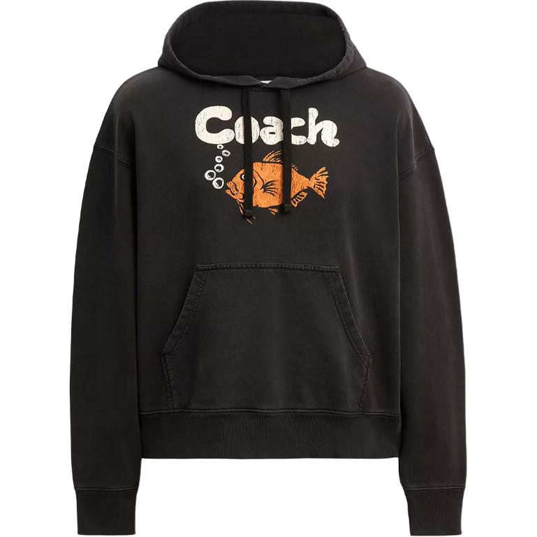 

Coach FW25 Fish Pattern Hooded Long Sleeve Sweatshirt Unisex sweatshirt CCM64-BLK XL