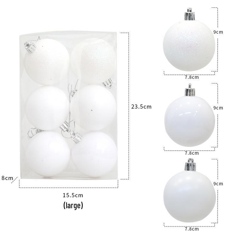 White Plastic Christmas Ornament Balls (6cm & 8cm) - Festive Tree Decorations