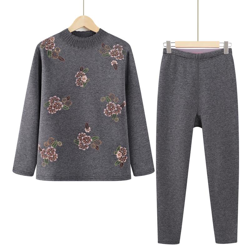 Elderly Women's Fleece-Lined Thermal Underwear Set