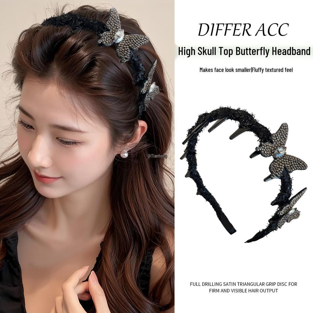 Butterfly High Crown Headband for Women - 2025 Light Luxury Summer Hair Accessory