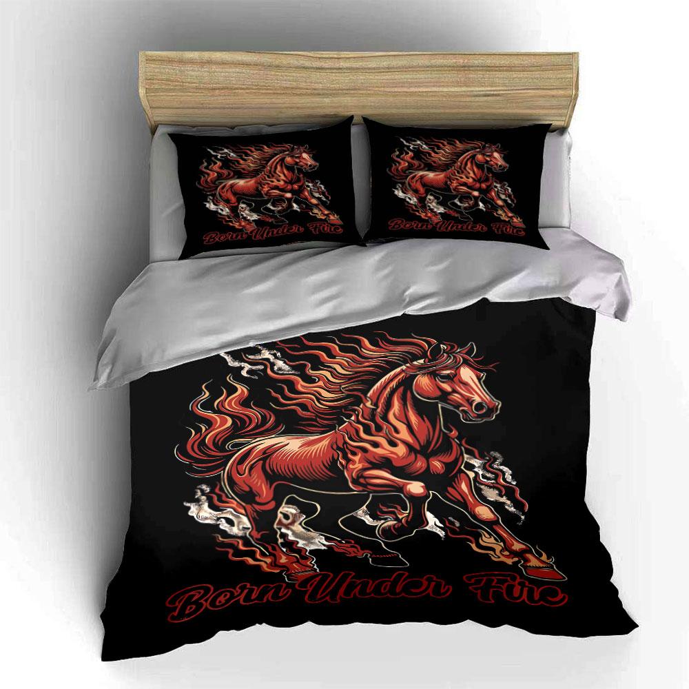 Fiery horse with flames. Bedding sets Duvet cover sets Duvet covers Pillowcases(1 * Duvet Cover 2 * Pillowcases without duvet insert)