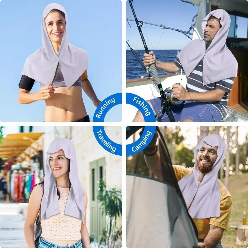 Cooling Hoodie Towel Cooling Towels Quick Drying Absorbent Towels for Neck and Face UV Protection Sport Workout Camping Cycling