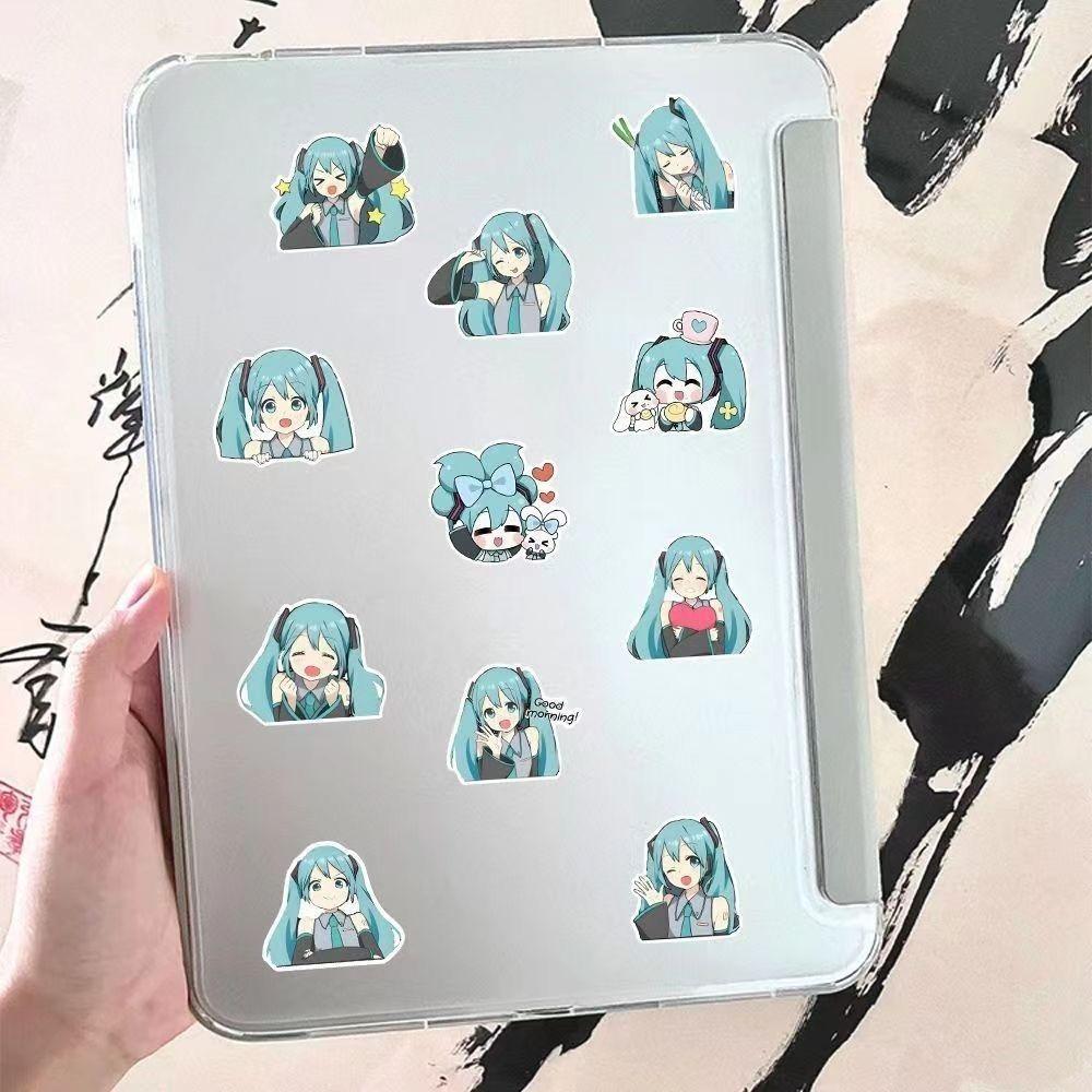 Hot Cute Anime Hatsune Miku Sticker Cartoon Peripheral Waterproof Stickers Mobile Phone Water Cup Decoration Gifts DIY Kid Friendly Entertaining Fun