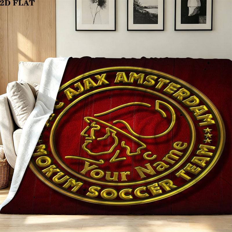 1PC AFC Ajax Custom Name Patterned Flannel Blanket Suitable For All Seasons for Home Decor Warmth and Comfort Gifts Holiday Present