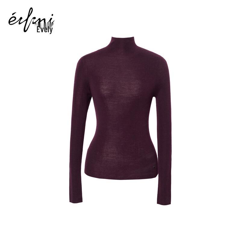 

Eifini Women s 100% Wool Semi-High Collar Slim Knit Sweater L
