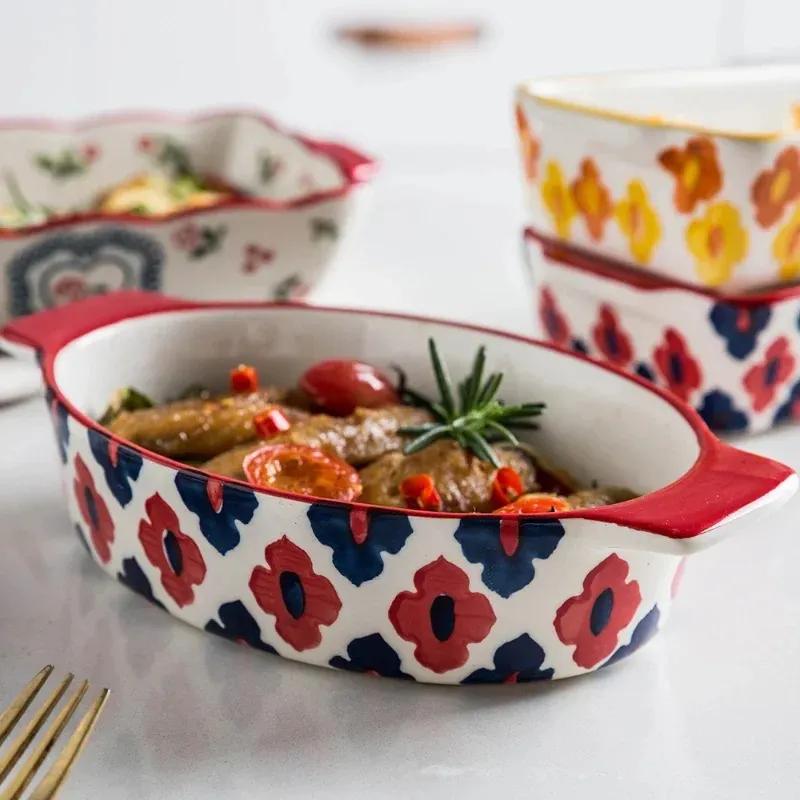 Kerámia sütőtál, sütő, lasagne sütő, téglalap alakú tál, sütőforma, fogantyús, sütő, konyhai sütőeszköz, sütőtálca