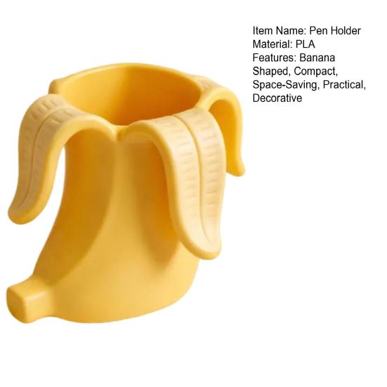 3D Printed Banana Shaped Pen Holder Compact Desk Organizer Storage Decoration for Brushes Stationery Beauty Tools