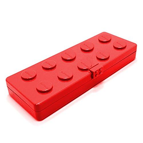 Stylish Oxford Block Figure Training Chopsticks, Spoon, Fork, and Case Set for Right-Handed Kids and Children (Red)