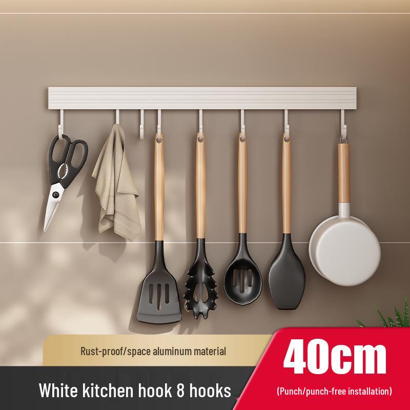 Multi-Functional Wall-Mounted Kitchen Hook Rack for Utensil Storage