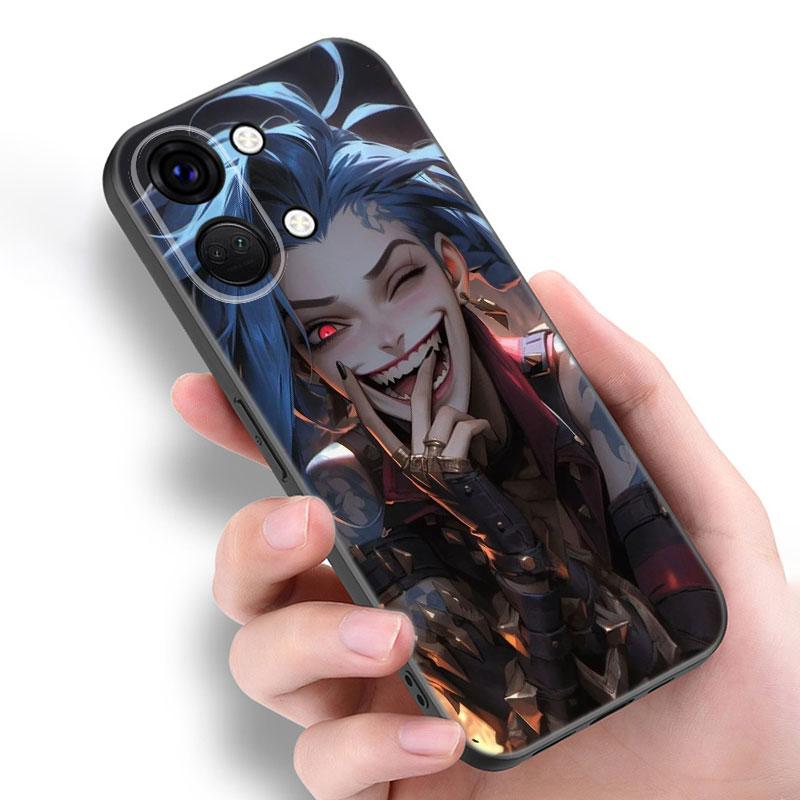 Arcane Jinx Anime Black Silicone Phone Case For OnePlus 9 10 11 12 ACE 2V Pro 9RT 10T 10R Nord CE 2 3 Lite N10 N20 N30 5G