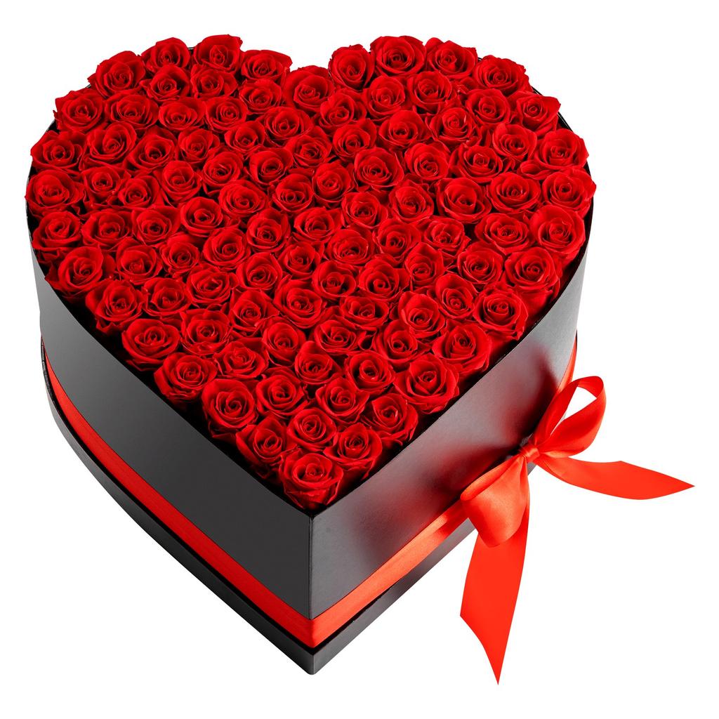 VEVOR Forever Flowers, 100 Preserved Roses In a Heart Shape Box, Eternal Flowers Immortal Bouquet Birthday Present for Women Her Wife Mothers