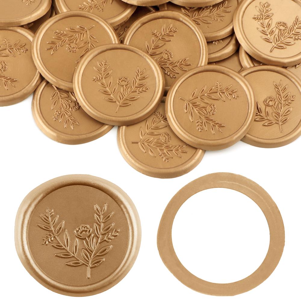 30pcs Olive Branch Love Tree Style Wax Seal Stickers Self-Adhesive Wedding Invitation Envelope Seal Gold Stickers For Decorating