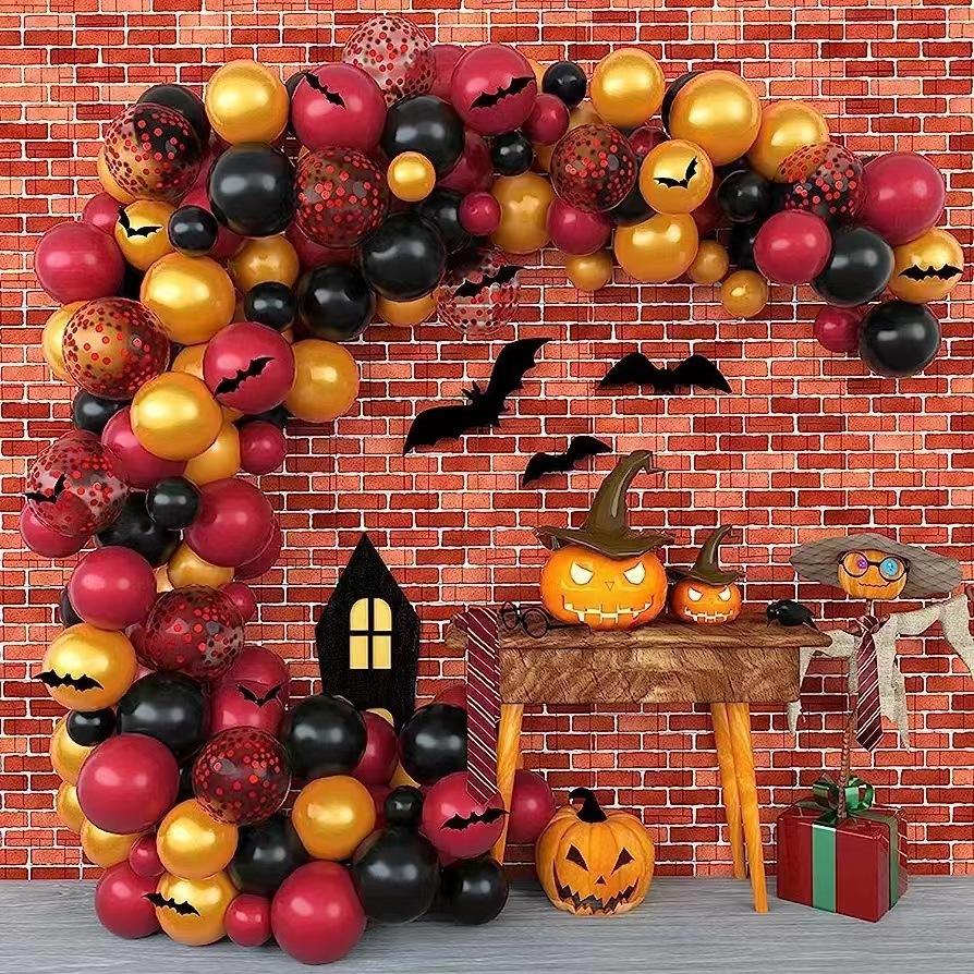 Halloween Balloon Arch Set Halloween Balloon Party Background Decoration Aluminum Film Latex Balloon Set
