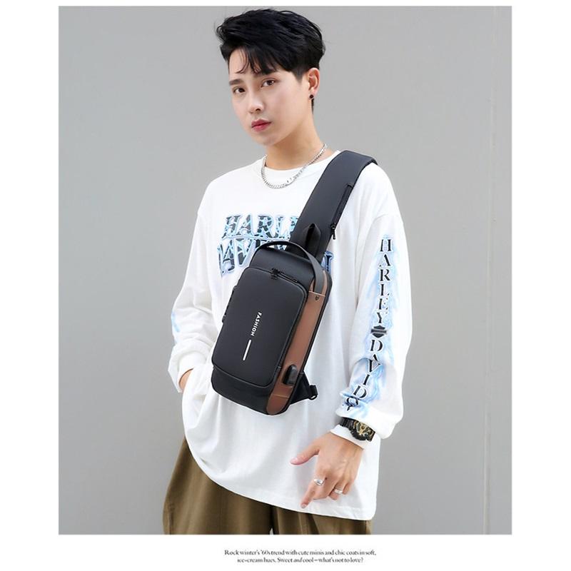 Herren Brusttasche Passwortschloss Diebstahlschutz Fahrradtasche Freizeit Outdoor Laufen Reise Hüfttasche Schulter Messenger Sportrucksack