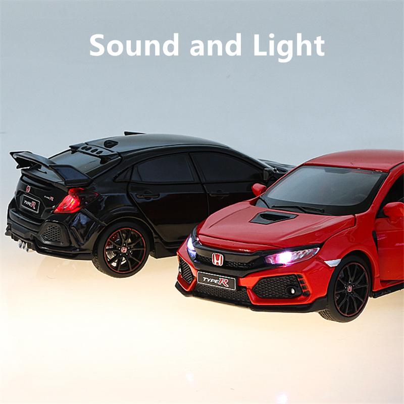 1/32 HONDA Civic Type R FK8 Legierung Automodell Druckguss Metall Spielzeug Fahrzeuge Automodell Simulation Sound Light Collection Kinder Spielzeug Geschenk