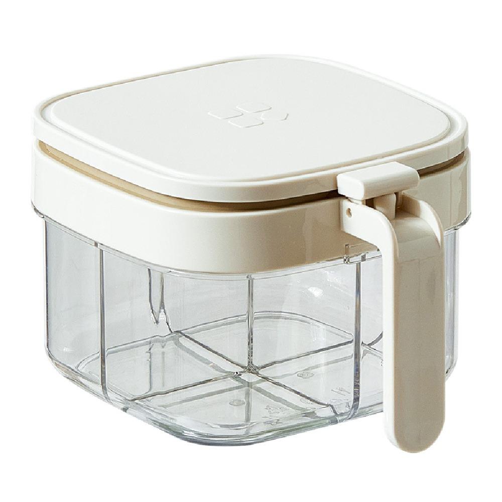 4 Grids Sugar and Salt Container Push-type Condiment Storage Container  Kitchen Supplies