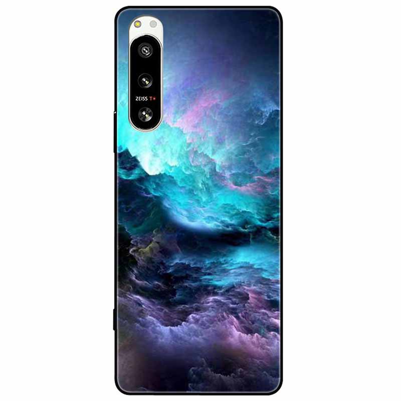 For Sony Xperia 5 IV / 10 IV Case 10IV Soft Black Silicone Forest Painted Phone Back Covers For Sony Xperia 1 IV Case TPU Coque
