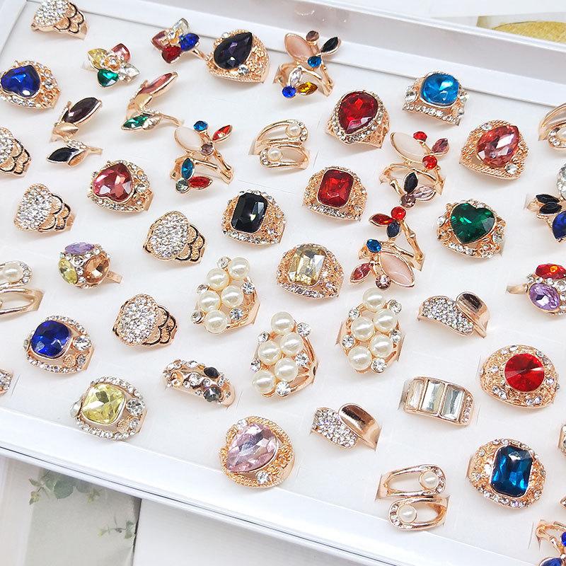 10 st överdrivna damers kristallring legeringsring gåva